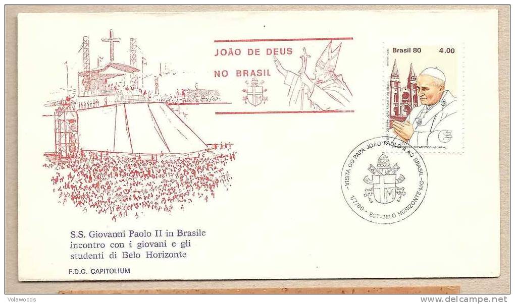 Brasile - Busta Con Annullo Speciale: Visita Di S.S. Giovanni Paolo II° - 1980 - Visita A Belo Horizonte - Storia Postale