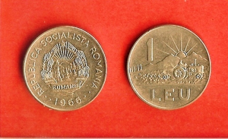 ROMANIA 1966 (nicely Used Coin) 1 LEU Nickel Clad Steel Km 90 - Romania