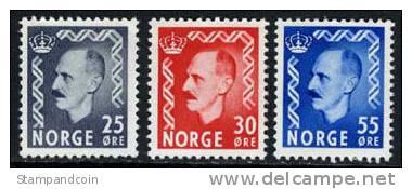 Norway #322-24 Mint Never Hinged King Haakon VII Set From 1951-52 - Nuovi