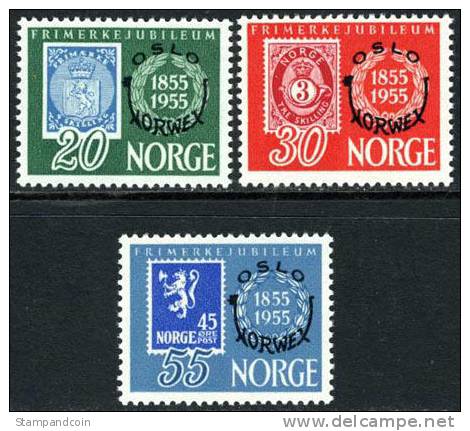 Norway #340-42 Mint Never Hinged Norwex Overprint Set From 1955 - Unused Stamps