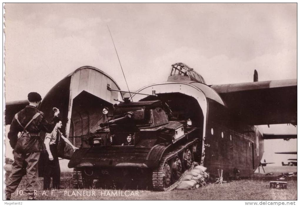 CPSM; WW2.  CANON . CHAR . AVION ROYAL AIR FORCE.PLANEUR HAMILCAR. AVIATION. Transporteur Du Tank Tetrarch - 1939-1945: 2. Weltkrieg