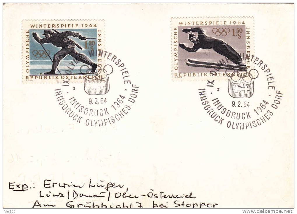 Winter Games Innsbruk 1964 POST CARD Hockey Austria Sent To Mail!! - Hockey (su Ghiaccio)