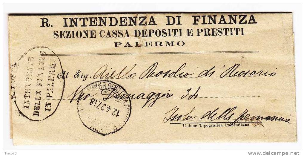 Franchigia / Palermo - Isola Delle Femmine  - Intendenza Di Finanza  -  12.04.1927 - Franchise