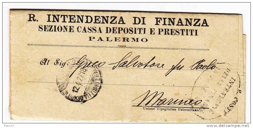 Franchigia / Palermo - Marineo  - Intendenza Di Finanza  -  12.04.1927 - Franchise