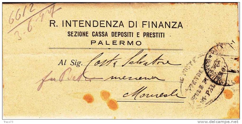 Franchigia / Palermo - Monreale  - Intendenza Di Finanza  -  24.11.1927 - Franchise