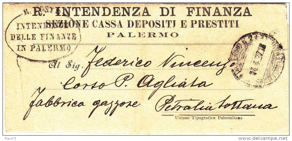 Franchigia / Palermo - Petralia Sottana  - Intendenza Di Finanza  -  14.04.1927 - Franchise