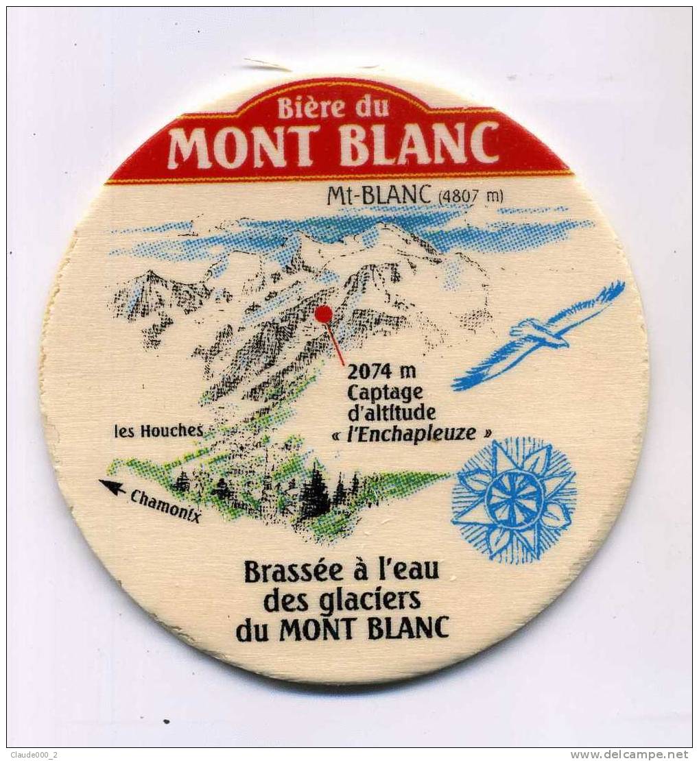 RARE SOUS BOCK " BIERE DU MONT BLANC " ( Matiere Rigide BOIS )  NEUF - Beer Mats