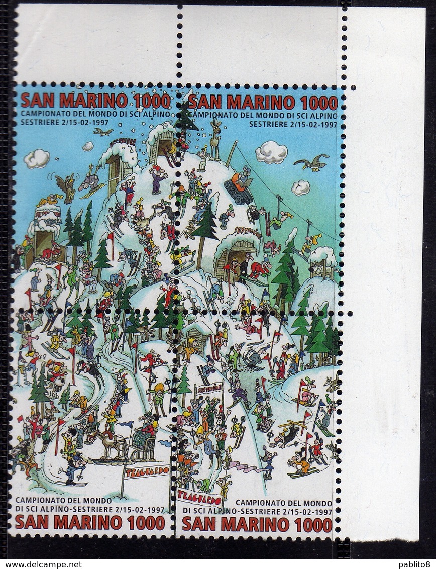 REPUBBLICA DI SAN MARINO 1997 SCI ALPINO ALPINE SKIING SERIE COMPLETA BLOCCO BLOCK COMPLETE SET MNH - Unused Stamps