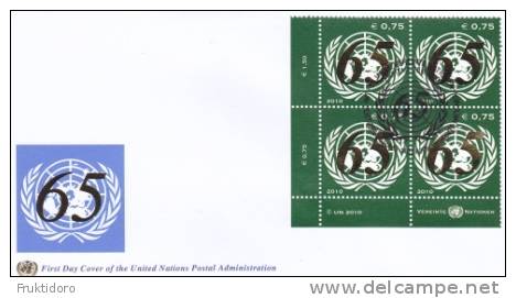 United Nations FDC Mi 766 - 65th Anniversary Block Of 4 Cancellation Vienna - 2010 - FDC
