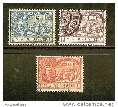 NEDERLAND 1907 De Ruyter 87-89 Used #1087 Kort Tandje Bij 2,5 V=cent - Used Stamps