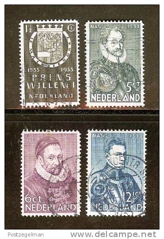 NEDERLAND 1933 Gebruikte Zegel(s) Willem Van Oranje 257-260 #681 - Used Stamps