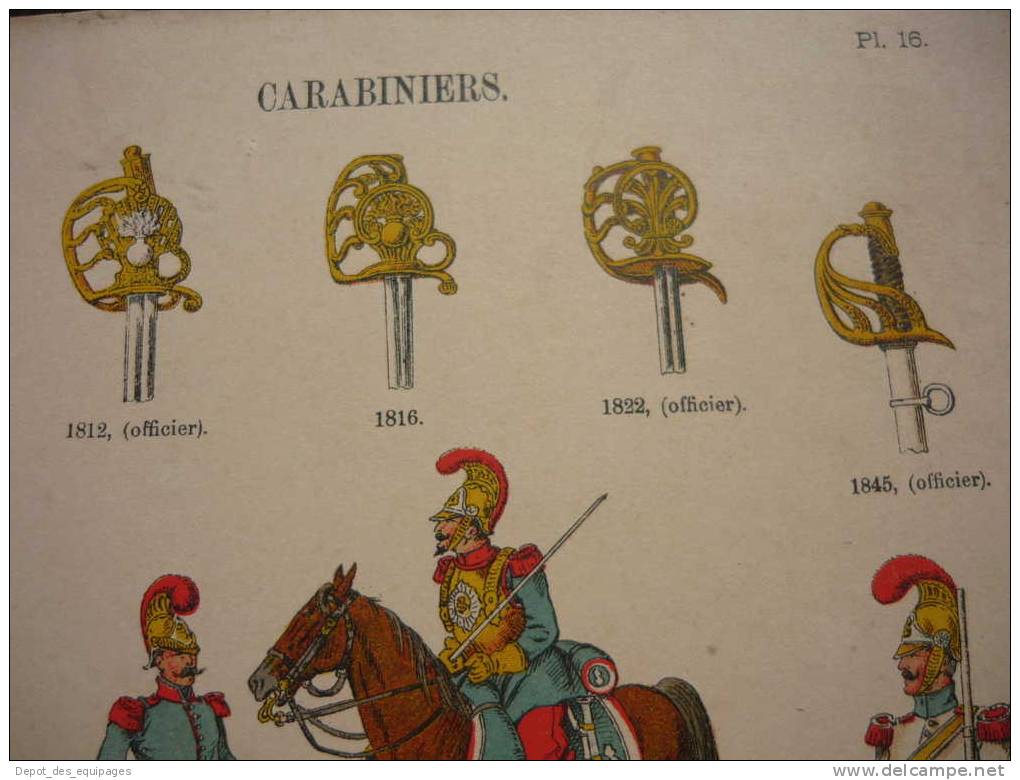 FRANCE  :  GRAVURE UNIFORMES  :  CARABINIERS 1786 1845 - Uniformes