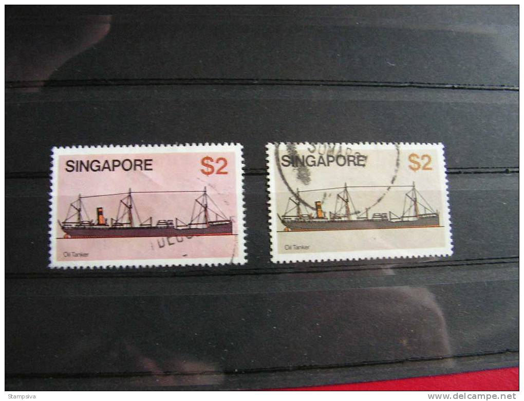 == Singapore,  2$ Ship  Color Variety - Singapur (1959-...)