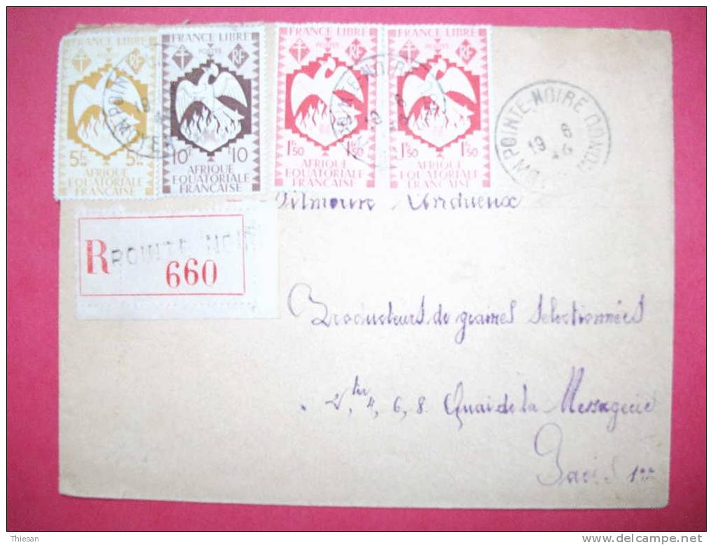 Congo Lettre Recommandée Pointe Noire 1946 ( Série De Londres ) - Cartas & Documentos