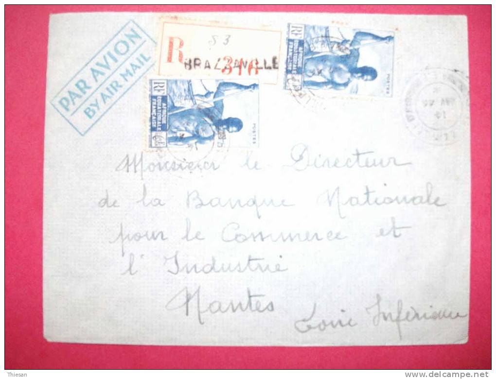 Congo Lettre Avion Recommandée Brazzaville ( étoile à La Place Du Millésime ) - Cartas & Documentos