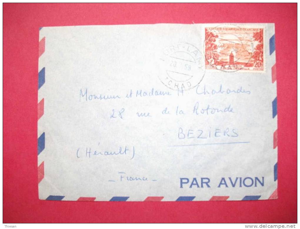 Tchad Lettre Avion Fort Lamy 1958 Cover Brief Carta - Brieven En Documenten