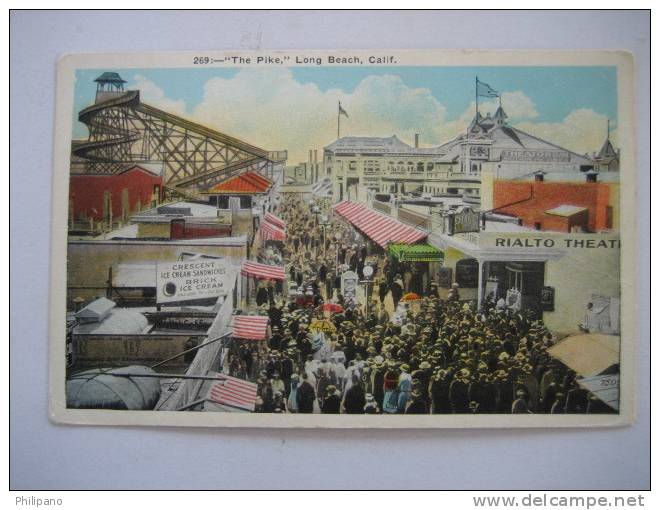 Long Beach Ca  The Pike Amusement, Rialto Theatre Vintage Wb - Long Beach