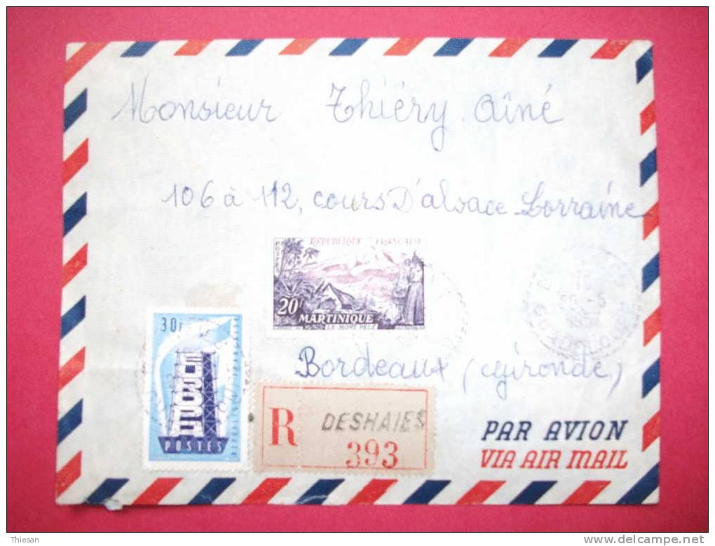 Guadeloupe Lettre Recommandée Deshaies 1957 ( Distribution ) - Brieven En Documenten