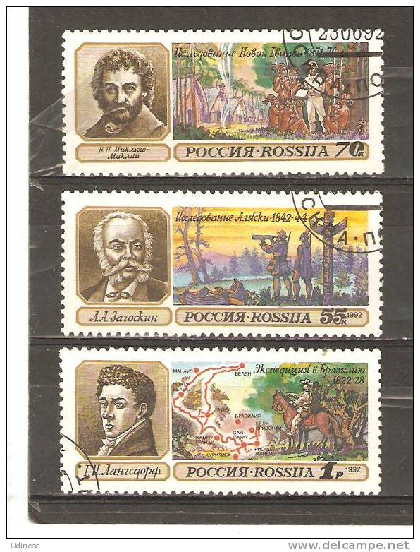 RUSSIA 1992 - GEOGRAPHIC DISCOVERIES - CPL. SET - USED OBLITERE GESTEMPELT USADO - Used Stamps