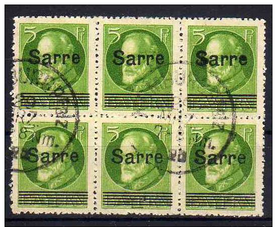 Saargebiet    Freimarken   Sarre  Mi.   18  O/used   6er-Block     HOMBURG Pfalz   Siehe Bild - Gebraucht