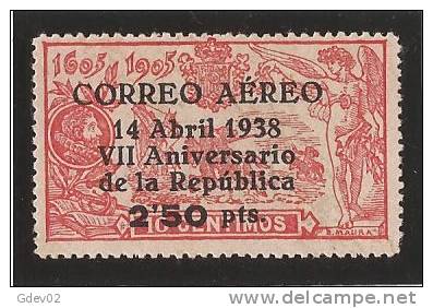 ES756-L1557TA.España .Spain.Epagne.ANIVERSARIO DE LA REPUBLICA.QUIJOTE..1938( Ed 756**),sin Charnela..MAGNIFICO - Neufs