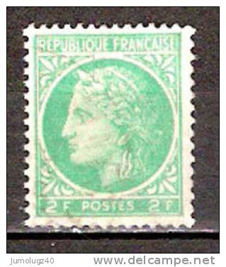 Timbre France Y&T N° 680 (2) Obl.  Type Cérès De Mazelin.  2 F. Vert-jaune. Cote 0,15 € - 1945-47 Cérès Van Mazelin