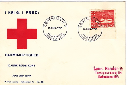 DENMARK 1951 Bâteau Hôpital  Mi Nr 329  FDC - Rotes Kreuz