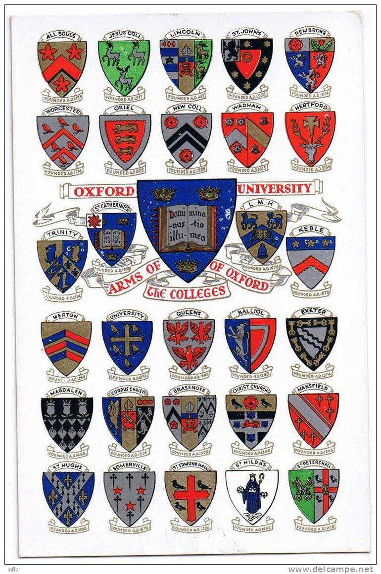 University Of Oxford Arms Of The Colleges. - Oxford