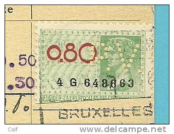 Roodfrankeering (A106) Met Fiscalezegel Met Firmaperforatie P.V. Van P. Oortmeyer, L. Mercken & Cie / UTIL - 1934-51