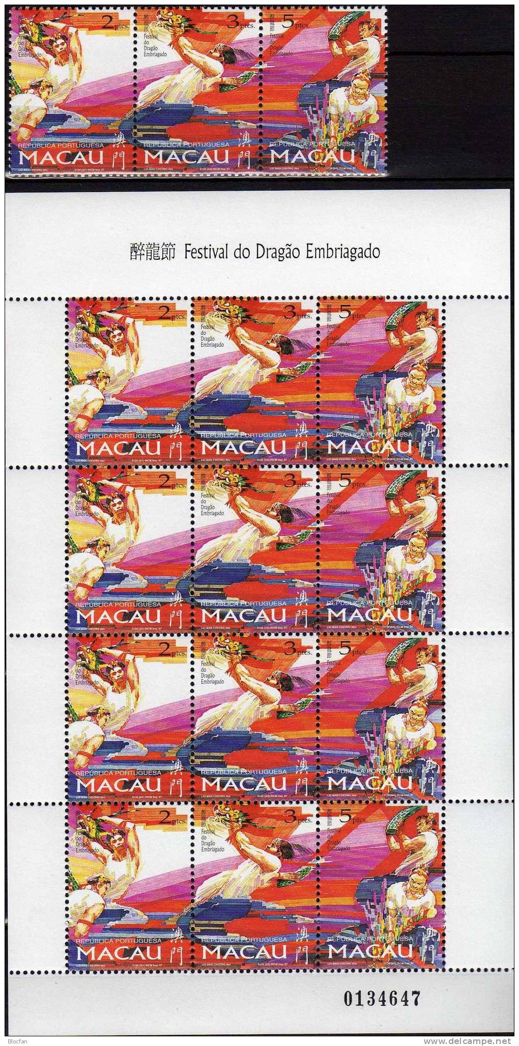 Drachenfestival MACAU Macao 913/15, ZD+ Kleinbogen ** 32€ Drachenfest Mit Tänzer Und Bändern, Fahnen, Feuerwerk - Carnival