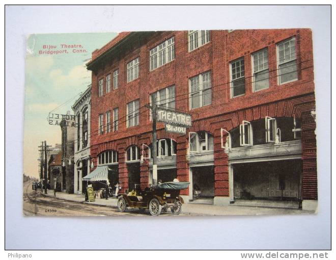 Bridgeport CT  Bijou Theatre   1911 Cancel Upper Left Cornor  Crease - Bridgeport