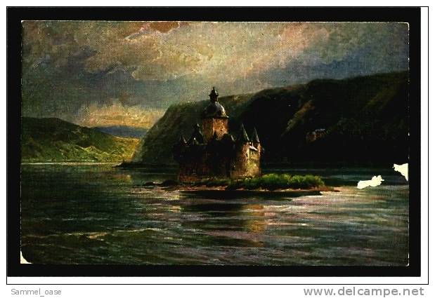 Die Pfalz Mitten Im Rhein  - Astudin Gemälde Künstlerkarte  Ansichtskarte Ca.1910    (287) - Kaub