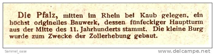 Die Pfalz Mitten Im Rhein  - Astudin Gemälde Künstlerkarte  Ansichtskarte Ca.1910    (287) - Kaub