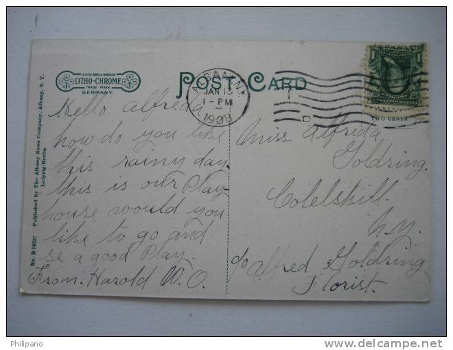 Albany NY  Harmanus Blecker Hall And Central Y.M.C.A.  1908 Cancel - Albany