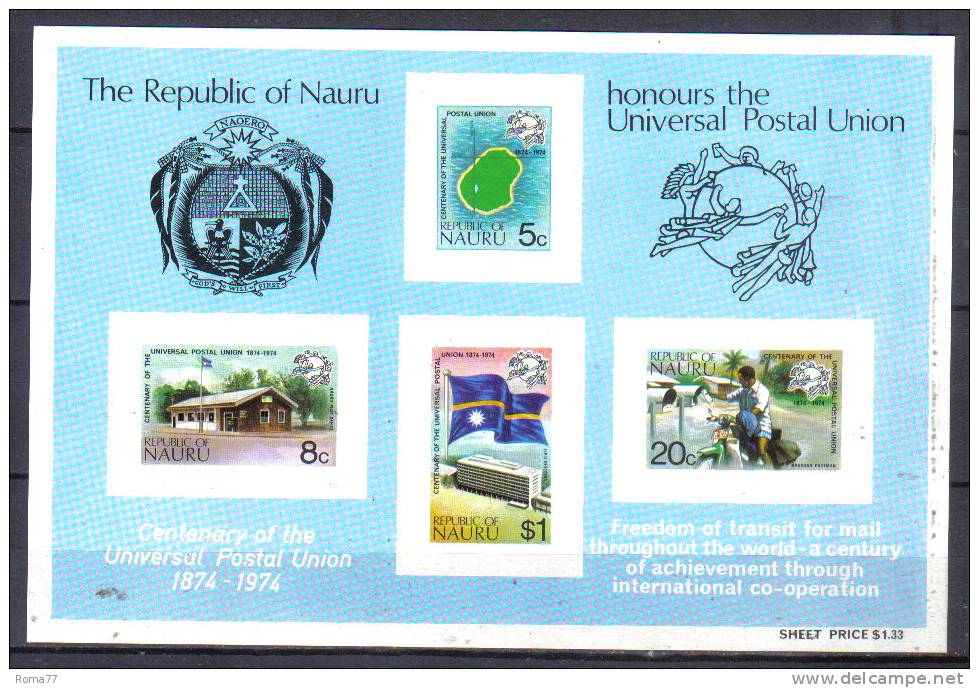 SS2958 - NAURU 1974 , UPU Il BF N. 1  *** - Nauru