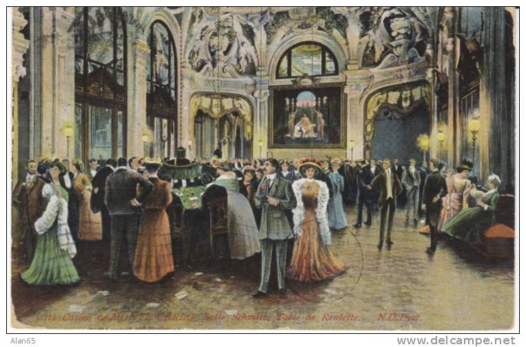 Casino Interior View, Gambling Table, Monte Carlo Monaco, On C1910s Vintage Postcard - Casino