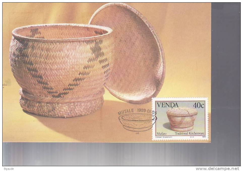 VENDA   CARTE MAXIMUM NUM.YVERT 185 USTENSILES DE CUISINE TRADITIONNELS - Venda