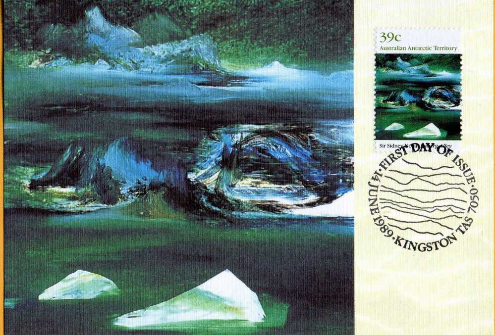 AAT 1989 Nolan Landscapes 39c Iceberg Alley Maximum Card - Cartes-maximum