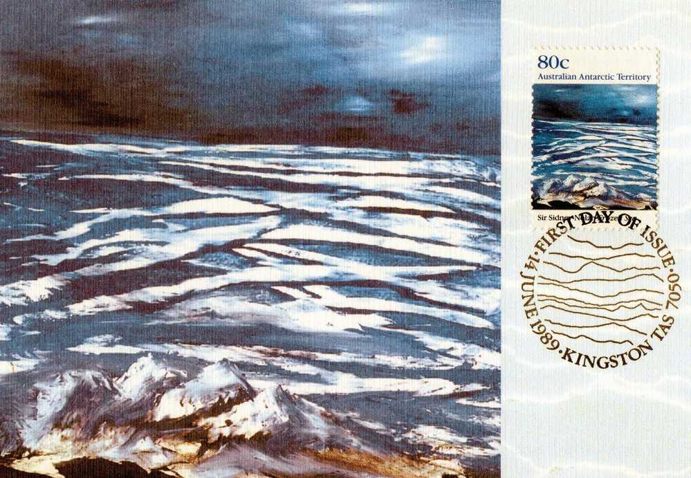 AAT 1989 Nolan Landscapes 80c Frozen Sea Maximum Card - Cartes-maximum
