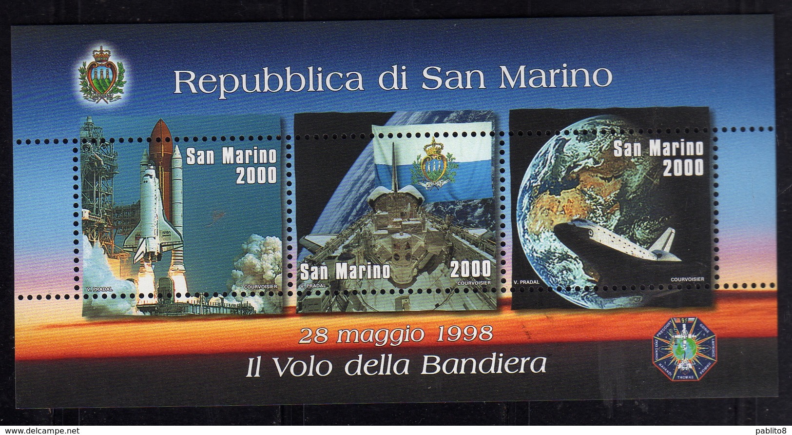 REPUBBLICA DI SAN MARINO 1998 LA BANDIERA NELLO SPAZIO FLAG IN SPACE BLOCCO FOGLIETTO BLOCK SHEET BLOC FEUILLET MNH - Nuevos
