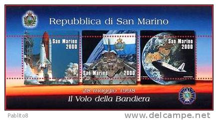 REPUBBLICA DI SAN MARINO 1998 LA BANDIERA NELLO SPAZIO FLAG IN SPACE BLOCCO FOGLIETTO BLOCK SHEET BLOC FEUILLET MNH - Blocks & Kleinbögen