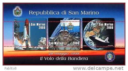 REPUBBLICA DI SAN MARINO 1998 LA BANDIERA NELLO SPAZIO FLAG IN SPACE BLOCCO FOGLIETTO BLOCK SHEET BLOC FEUILLET MNH - Blocks & Sheetlets