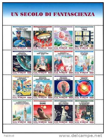 REPUBBLICA DI SAN MARINO 1998 UN SECOLO DI FANTASCIENZA SCIENCE FICTION CENTURY BLOCCO FOGLIETTO BLOCK SHEET BLOC MNH - Blocks & Sheetlets