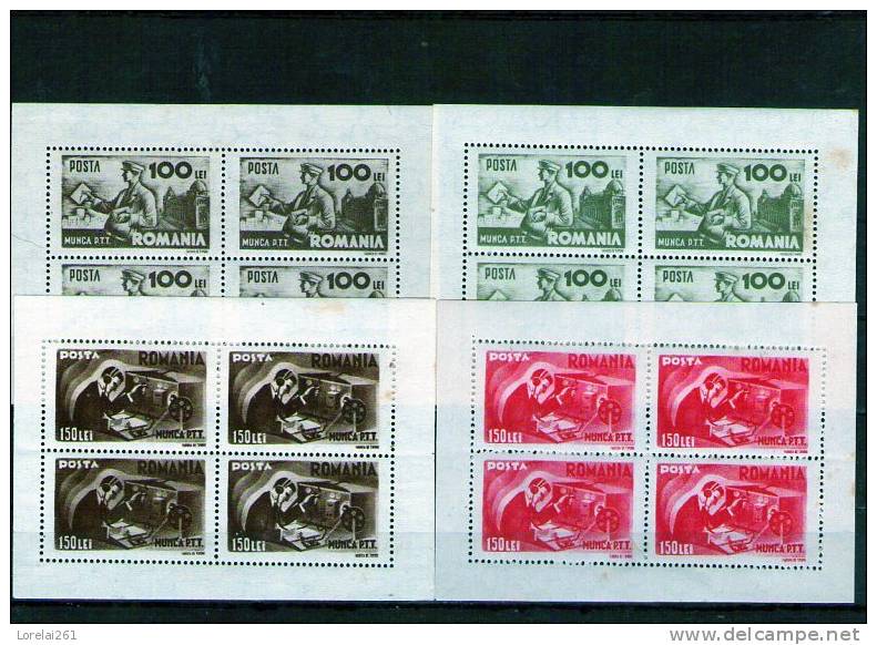 1945 Serie Des P.T.T.  MI= 867/873 BLOC X 4 RAR - Blocks & Kleinbögen