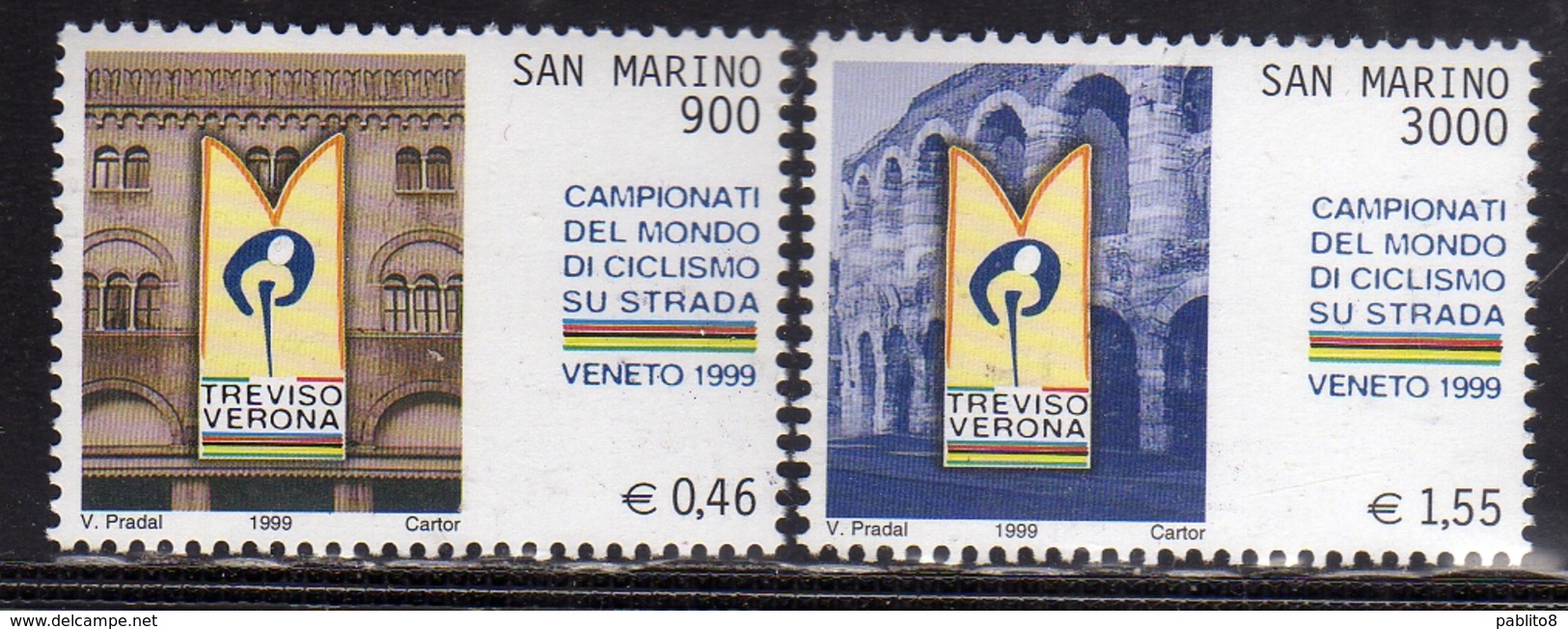 REPUBBLICA DI SAN MARINO 1999 CICLISMO SU STRADA ROAD CYCLING SERIE COMPLETA COMPLETE SET MNH - Unused Stamps