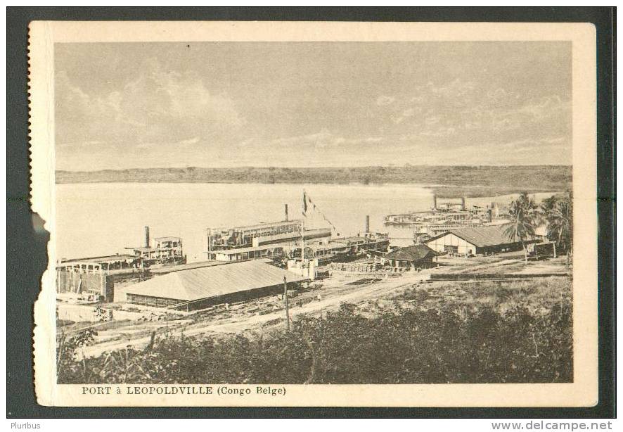 BELGIAN CONGO, CONGO BELGE, LEOPOLDVILLE, PORT HARBOR ,  OLD  POSTCARD - Kinshasa - Leopoldville (Leopoldstadt)