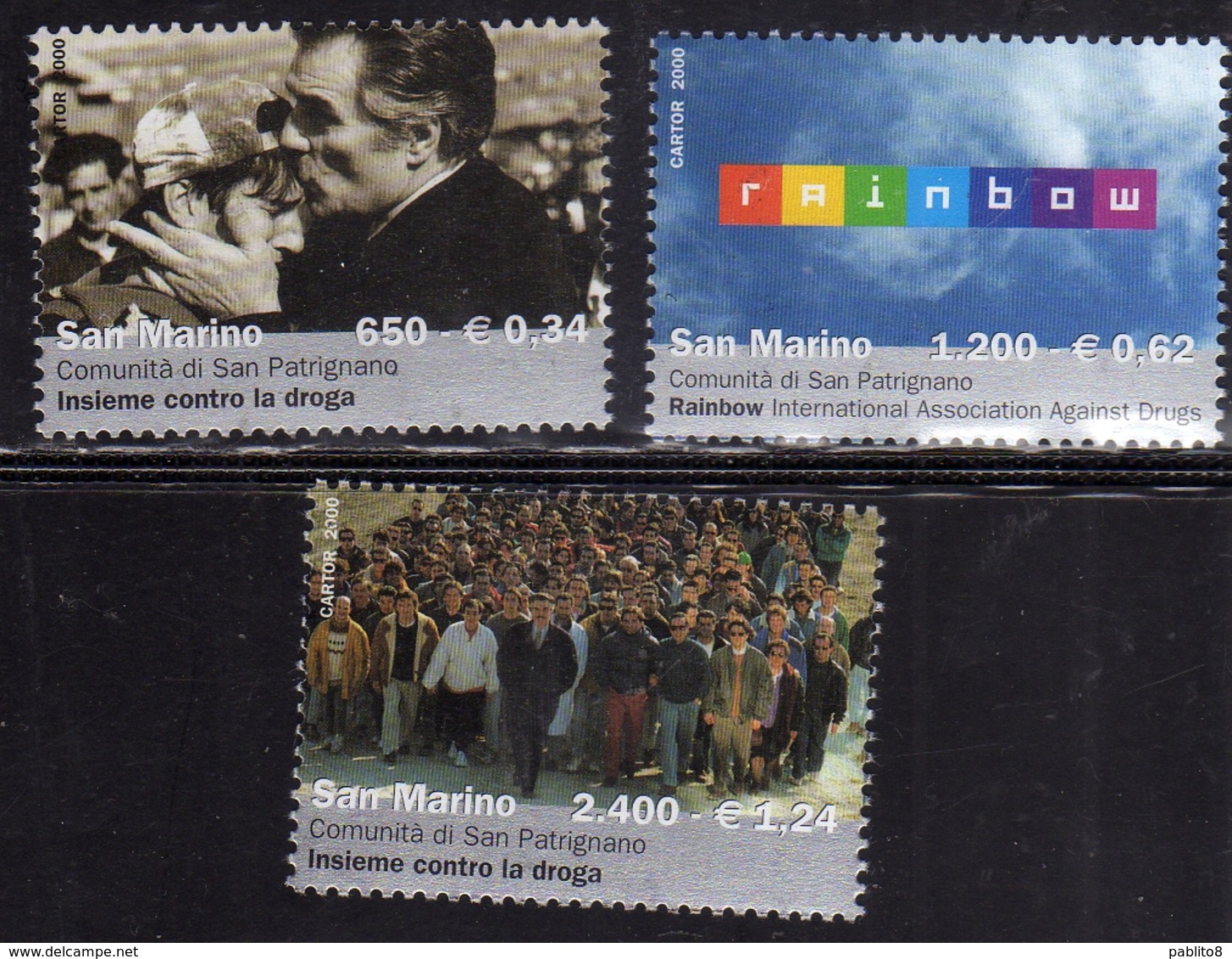REPUBBLICA DI SAN MARINO 2000 RAINBOW INSIEME CONTRO LA DROGA SERIE COMPLETA COMPLETE SET MNH - Unused Stamps