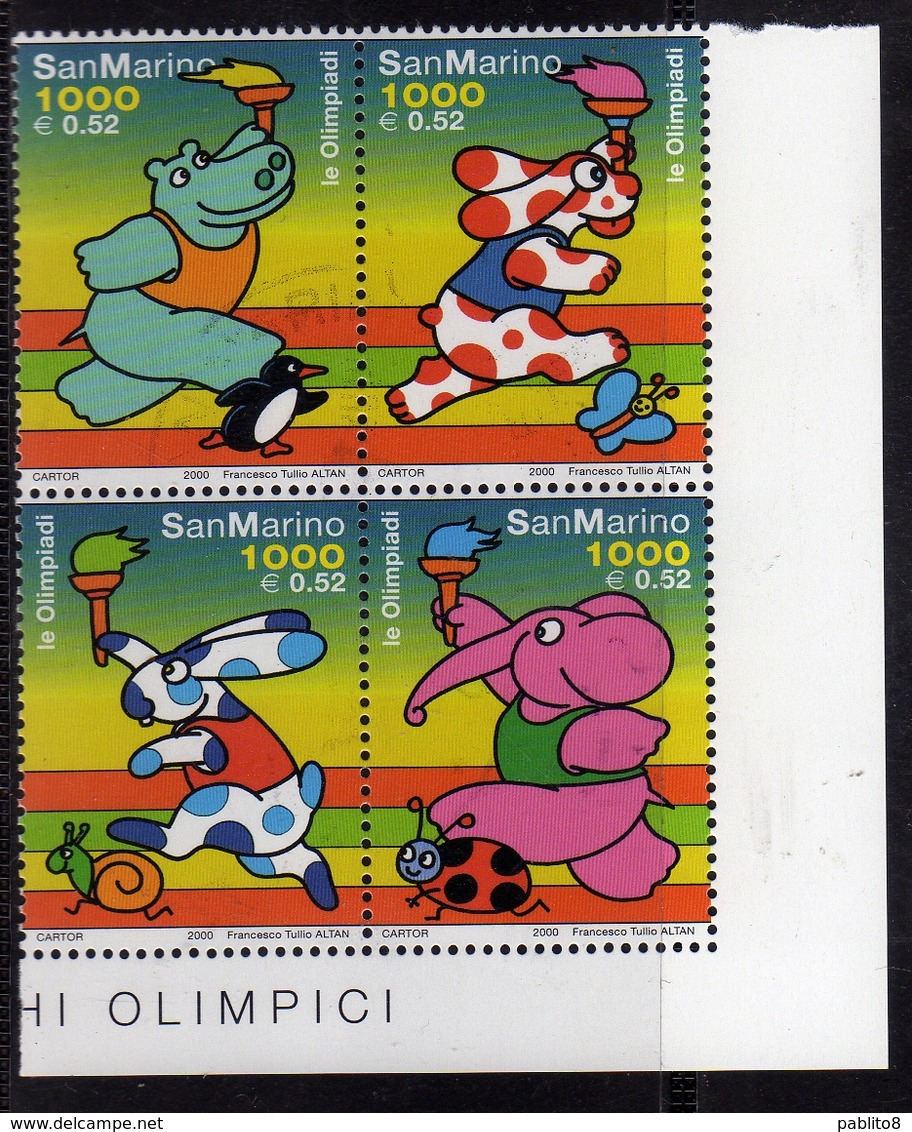 REPUBBLICA DI SAN MARINO 2000 OLIMPIADI OLYMPIC GAMES SIDNEY AUSTRALIA PIMPA CARTOON BLOCCO BLOCK BLOC MNH - Unused Stamps