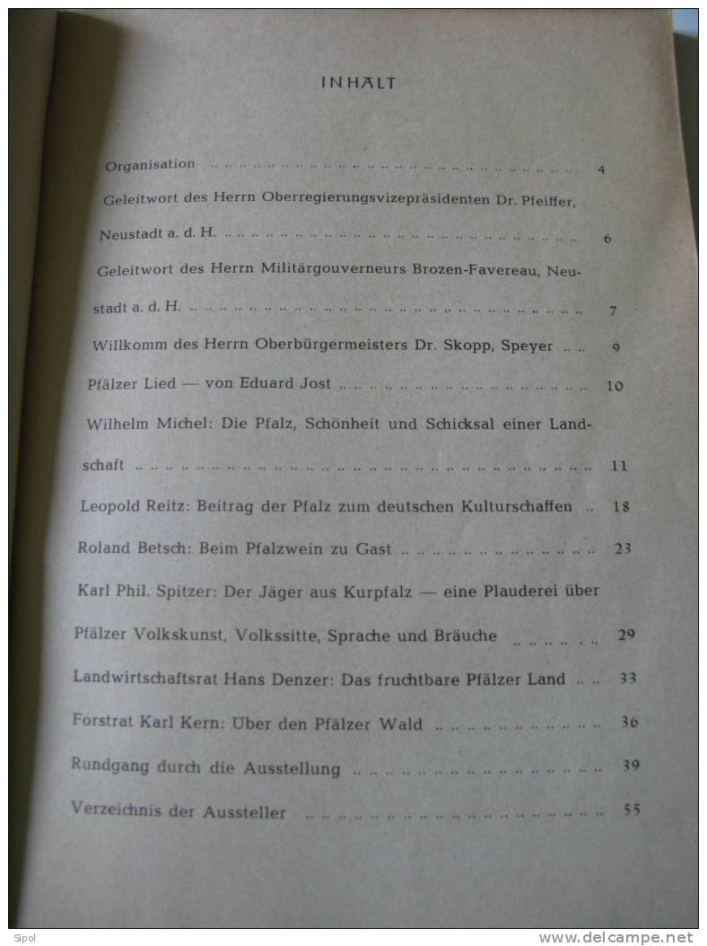 Catalogue D Exposition De Spyre :Jahresschau Pfälzer Land Pfälzer Arbeit  Speyer 13-29 Mai 1950 - Cataloghi
