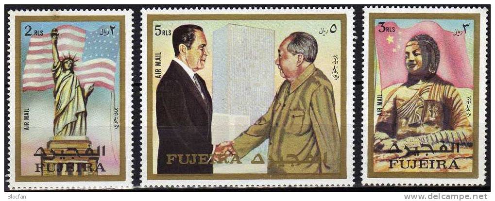 USA Präsident Nixon In China + USSR 1972 VAE Ajman 1099/1,1484/6+2ZD ** 39€ Besuch Bei Mao Und Breshnew Se-tenant Arabia - Militaria